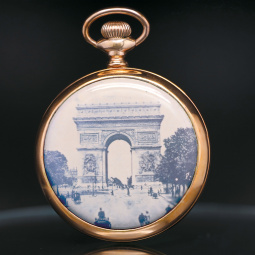 Antique Painted French Arch of Triumph Edgemere Pocket Watch CA1895